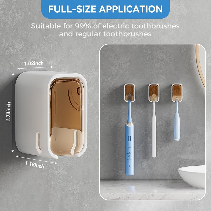 MOPMS Toothbrush Holders for Bathroom【Innovation Single Slot Design】 2PCS Toothbrush Holder Wall Mounted with Cover for Shower, Single Toothbrush Dispenser Storage Organizer for Family & Travel - Image 5